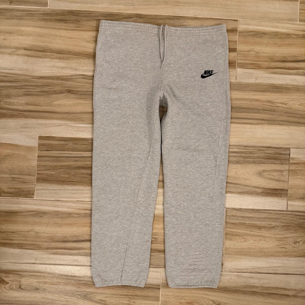 Vintage Nike Sweatpants Mens Medium Gray Fleece Joggers Zipper Pocket Logo